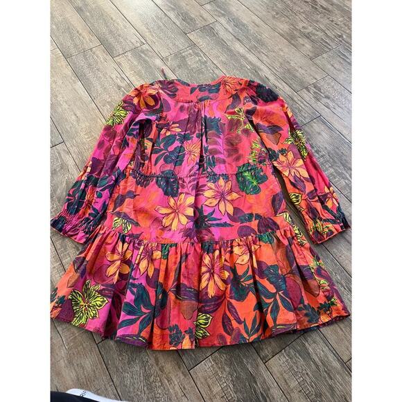 Luna Skies Women's Multicolor Floral Print Cotton Blend Mini Dress Size Small - Picture 2 of 5